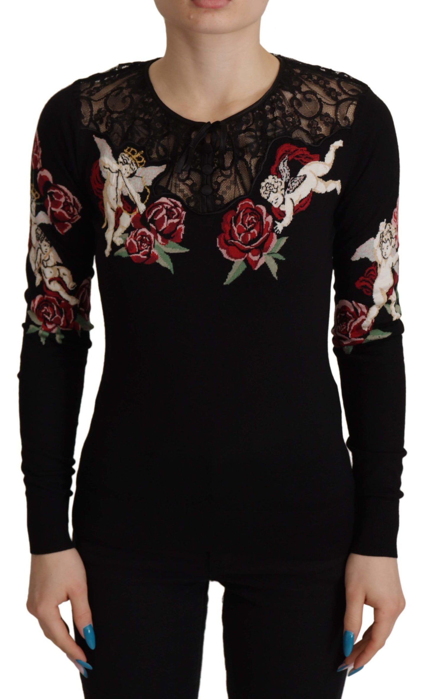 Embroidered Angel Cardigan Sweater by Dolce & Gabbana