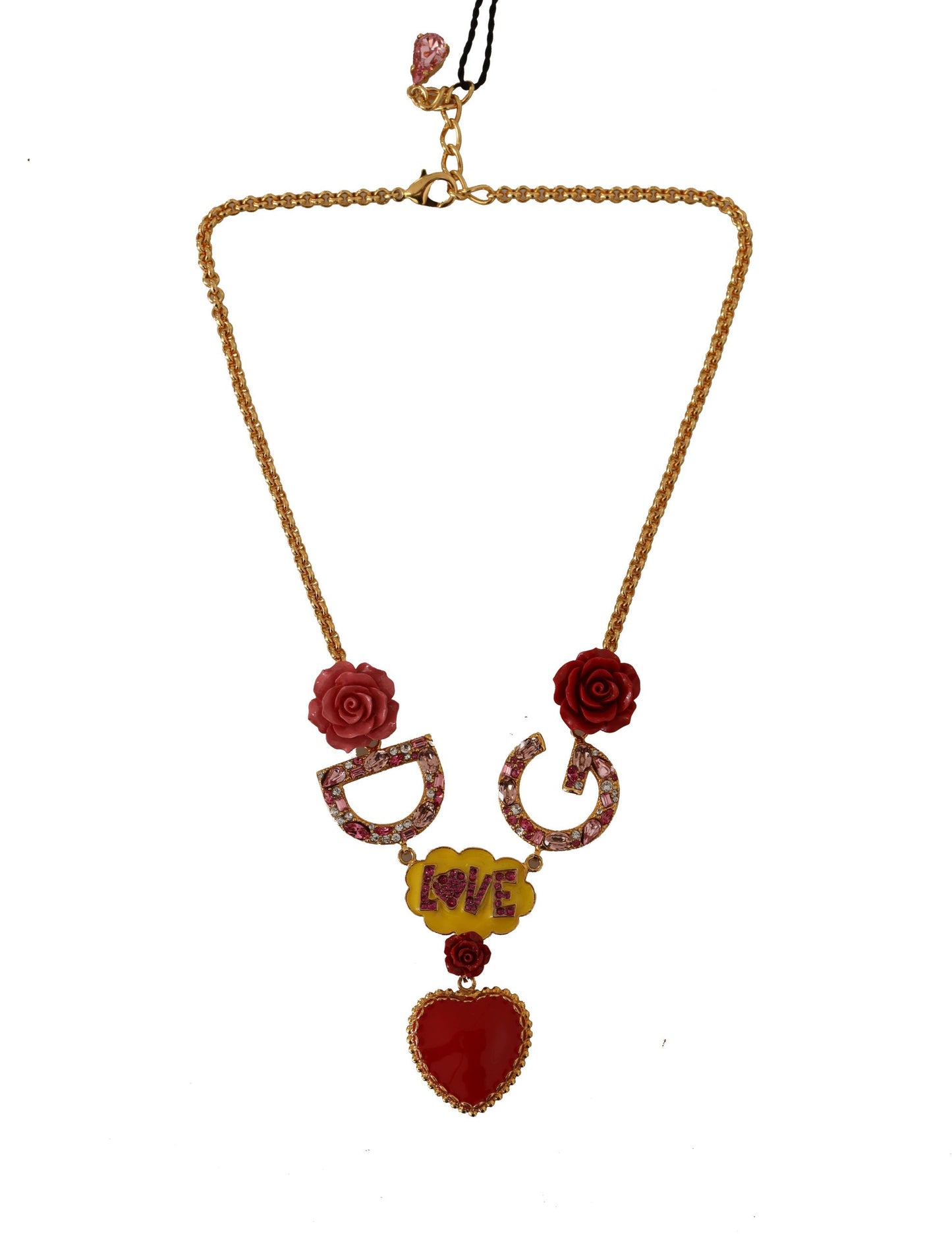  - Glamorous Gold Crystal Charm Necklace