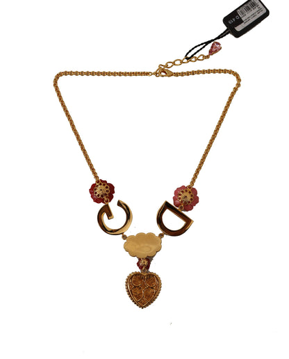  - Glamorous Gold Crystal Charm Necklace