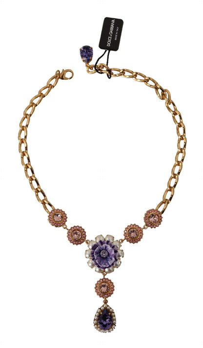  - Elegant Floral Crystal Statement Necklace