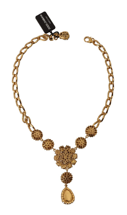  - Elegant Floral Crystal Statement Necklace