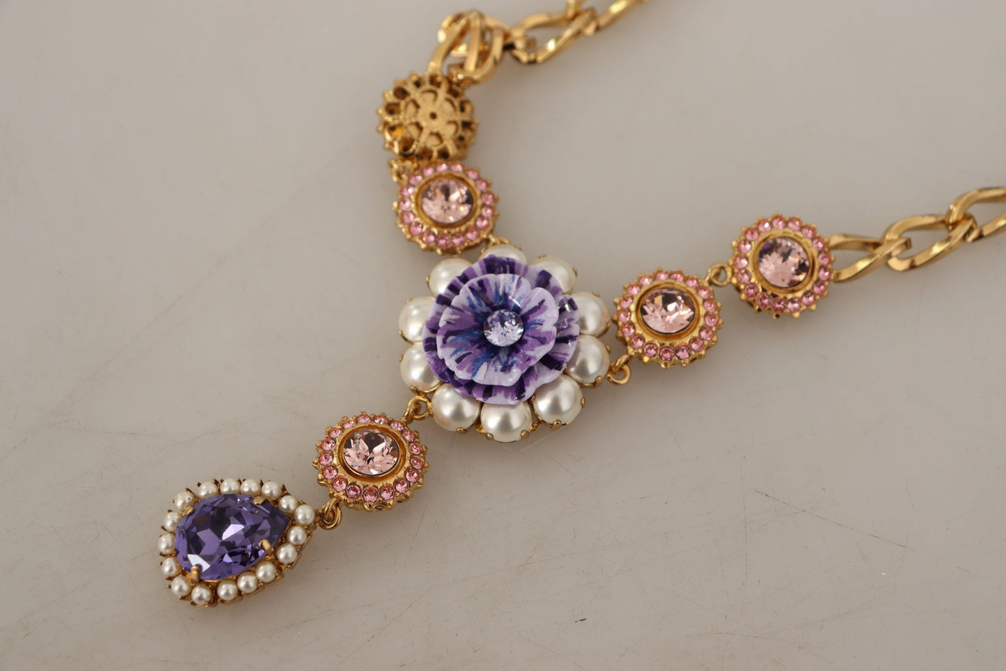  - Elegant Floral Crystal Statement Necklace