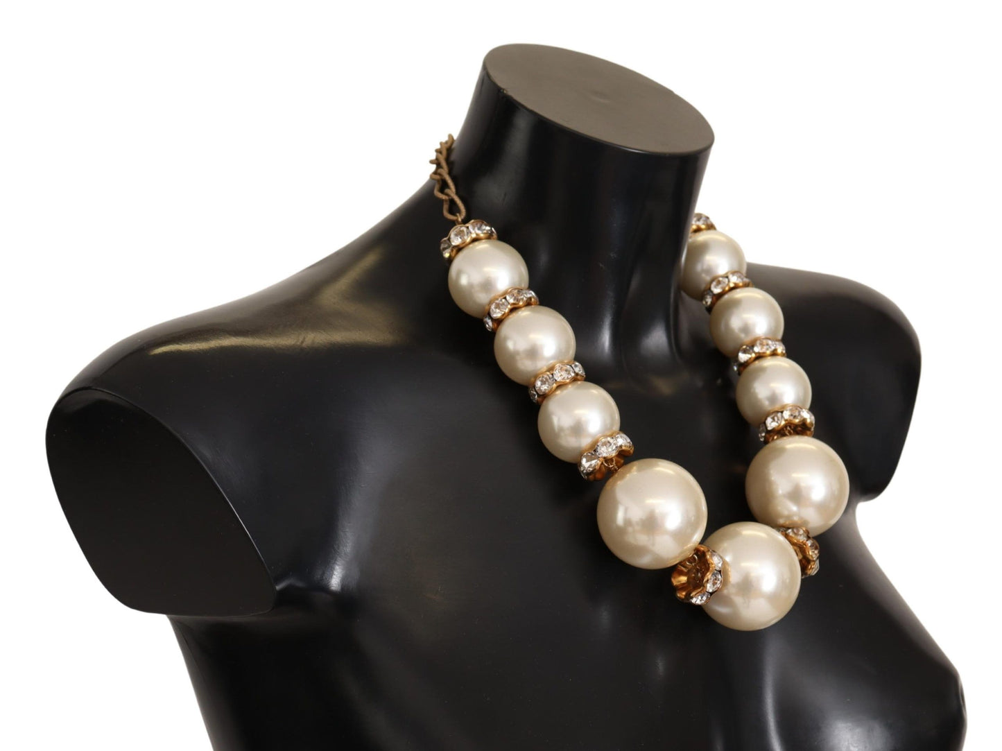  - Elegant Faux Pearl Charm Necklace with Crystal Accents