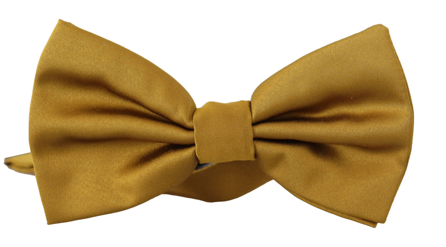  - Elegant Mustard Silk Bow Tie