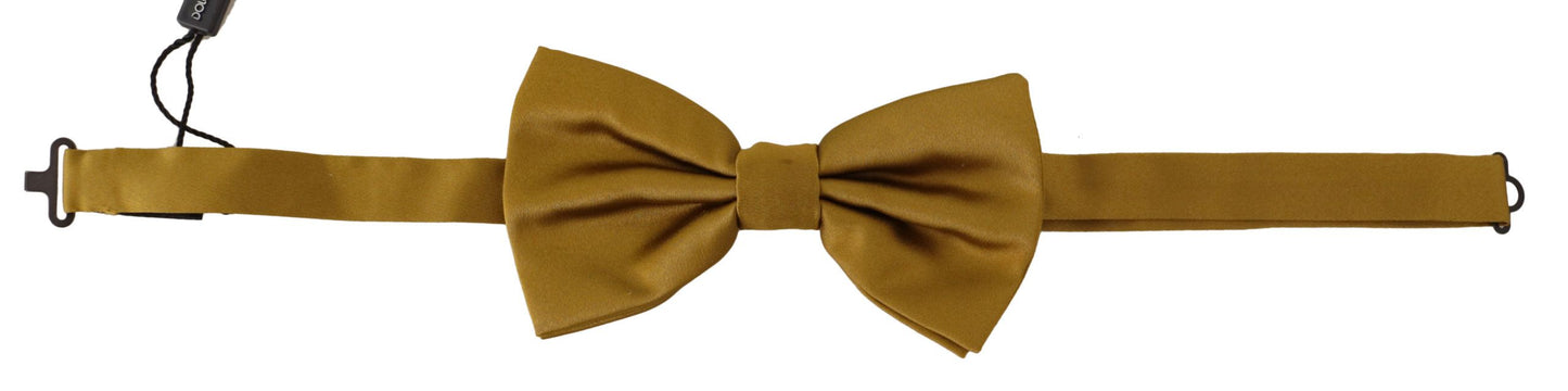  - Elegant Mustard Silk Bow Tie