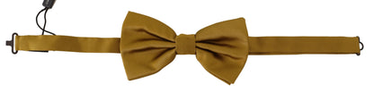  - Elegant Mustard Silk Bow Tie