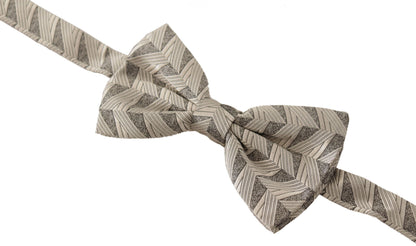  - Elegant Silk Grey Bow Tie