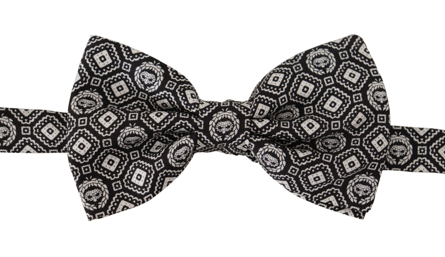  - Elegant Silk Black Bow Tie