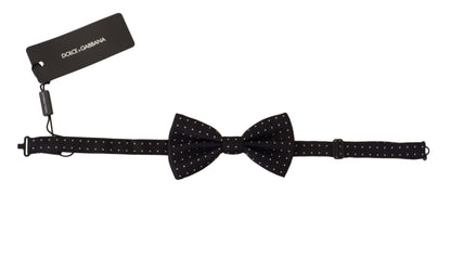  - Elegant Black Polka Dot Silk Bow Tie