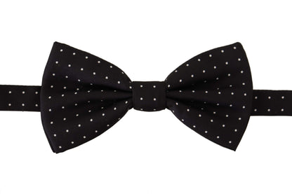  - Elegant Black Polka Dot Silk Bow Tie