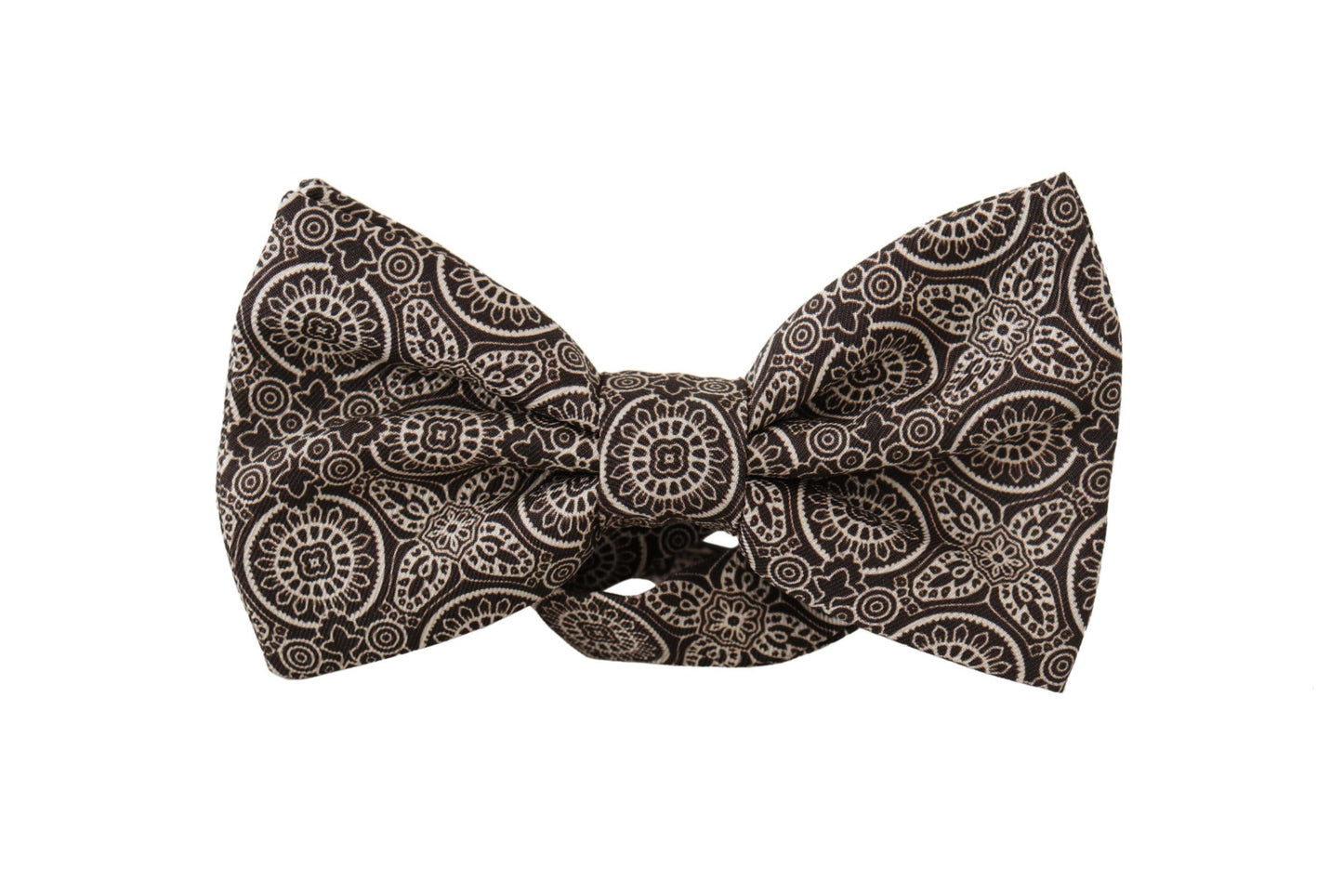  - Elegant Silk Black & White Bow Tie