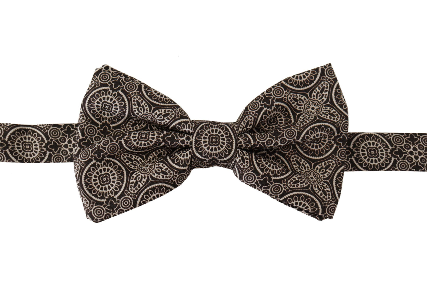  - Elegant Silk Black & White Bow Tie