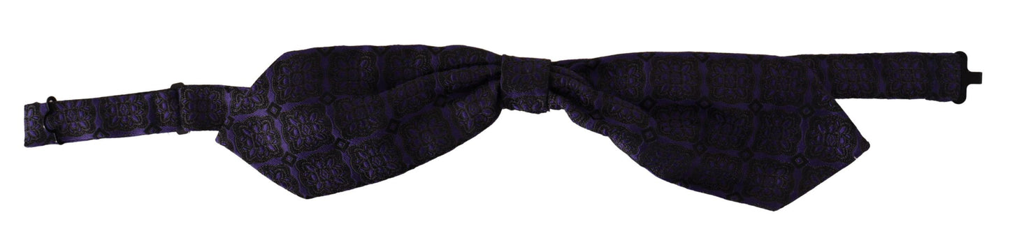  - Elegant Blue Geometric Silk Bow Tie