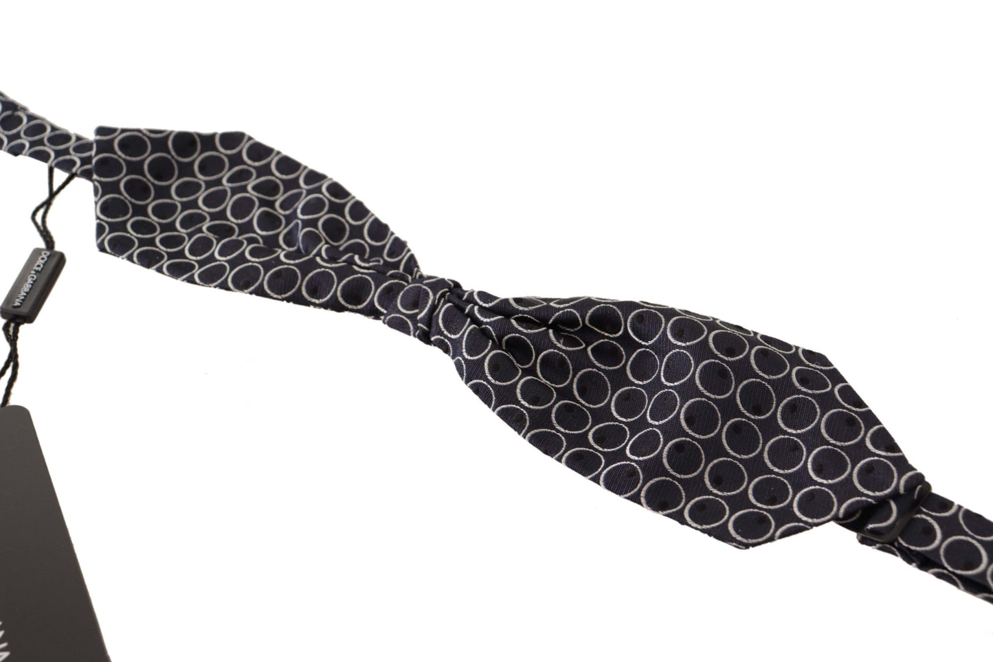  - Elegant Black and White Silk Bow Tie