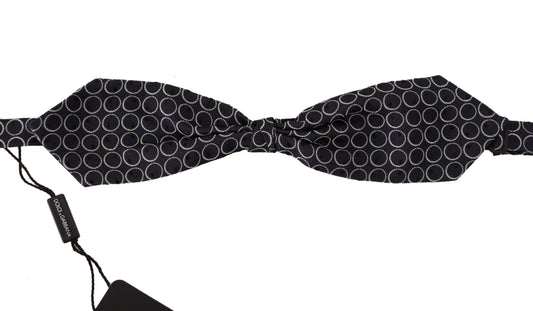  - Elegant Black and White Silk Bow Tie