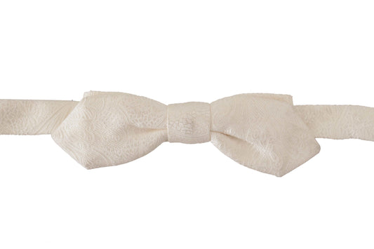  - Elegant White Silk Bow Tie