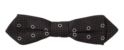  - Polka Dot Silk Bow Tie in Black and White