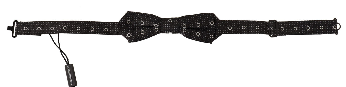  - Polka Dot Silk Bow Tie in Black and White