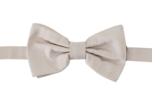  - Exquisite Silk Gray Bow Tie