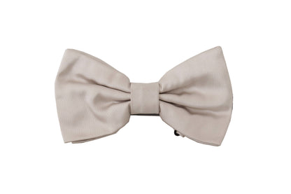  - Exquisite Silk Gray Bow Tie