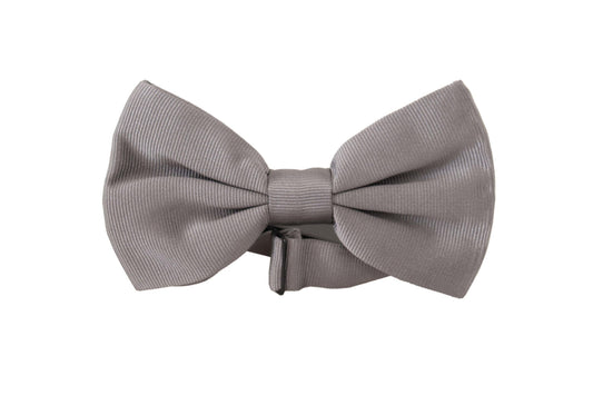  - Elegant Gray Silk Bow Tie