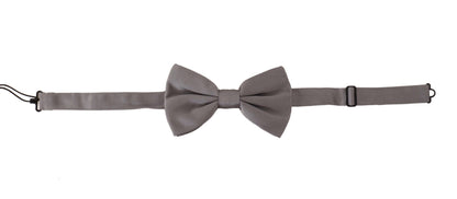  - Elegant Gray Silk Bow Tie