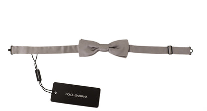  - Elegant Silver Silk Bow Tie for Sophisticated Evening