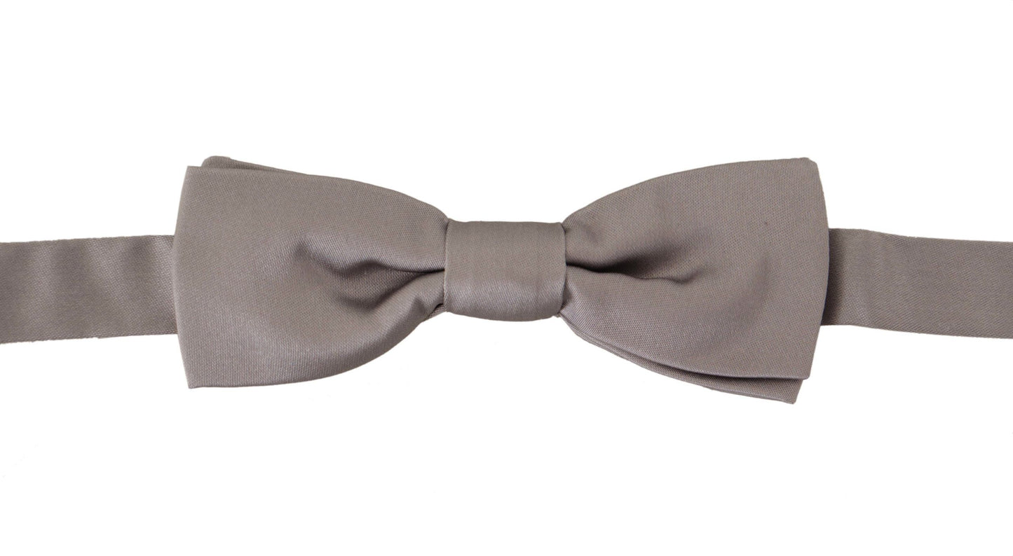  - Elegant Silver Silk Bow Tie for Sophisticated Evening