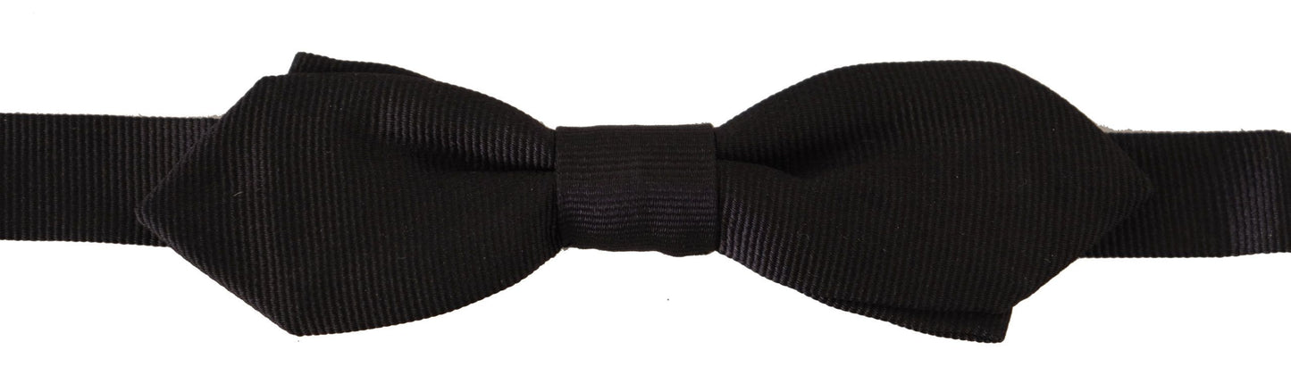  - Elegant Black Silk Bow Tie