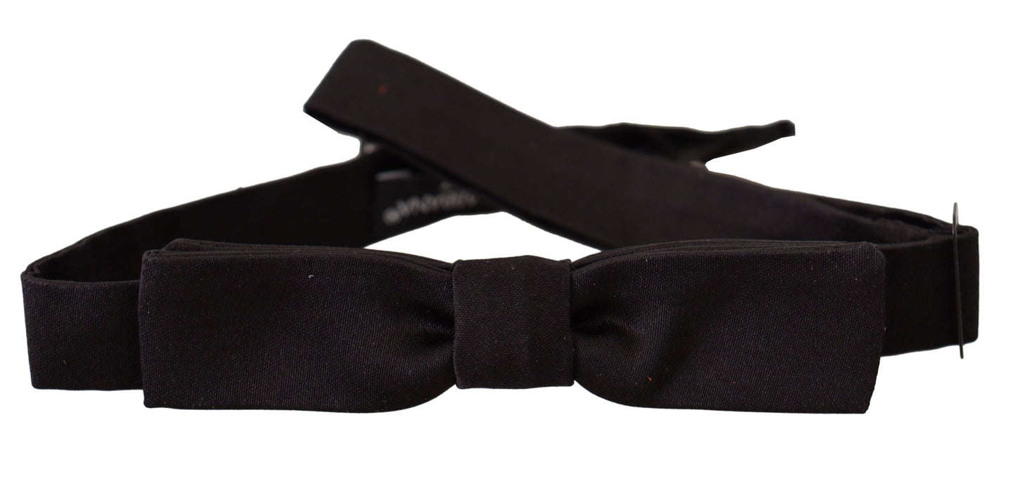  - Elegant Black Silk Bow Tie