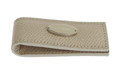  - Elegant Beige Leather Money Clip