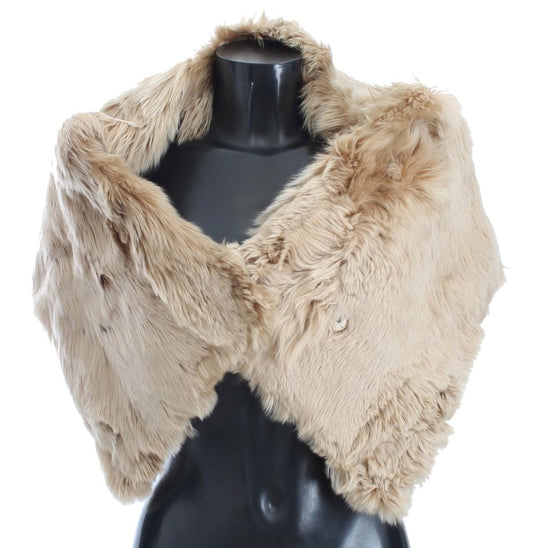  - Elegant Alpaca Fur Shoulder Wrap in Beige