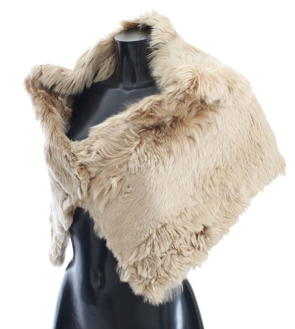  - Elegant Alpaca Fur Shoulder Wrap in Beige