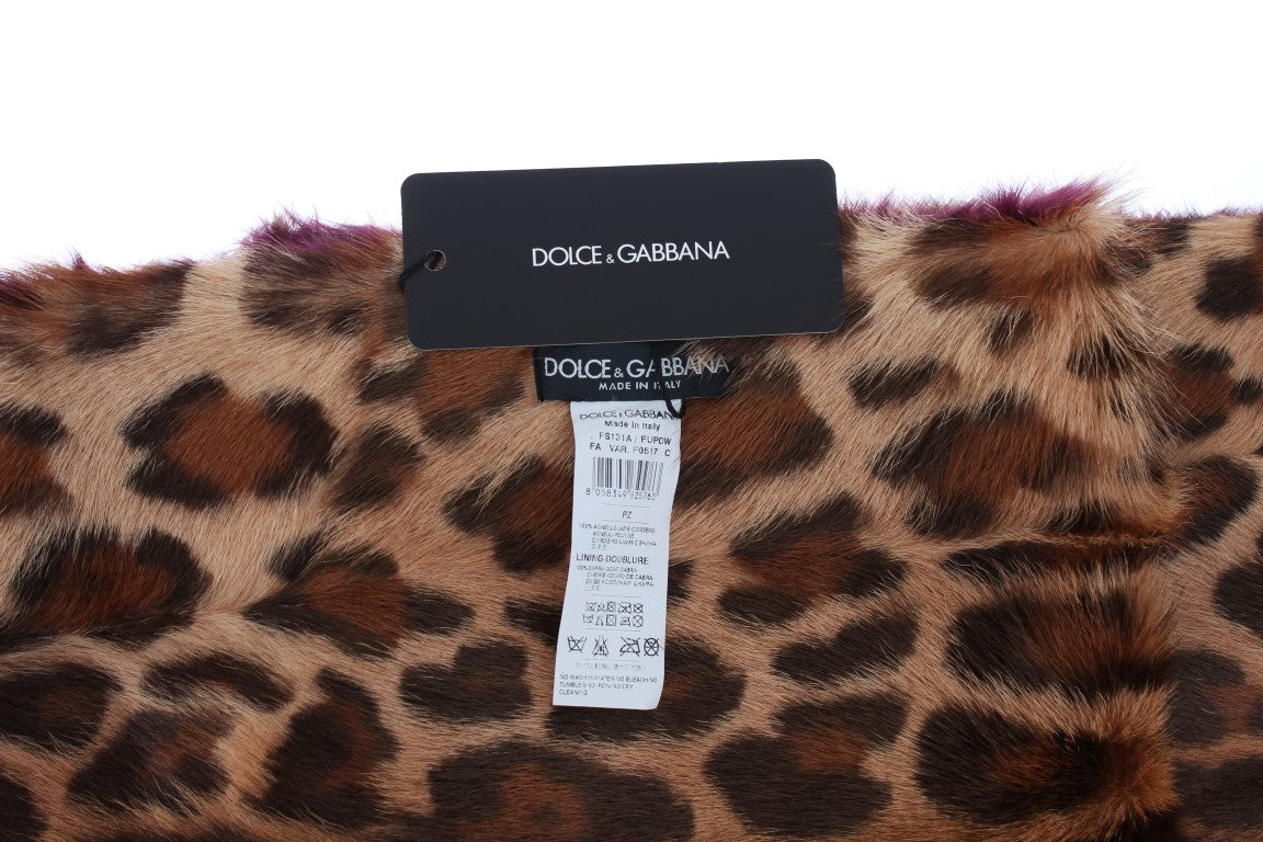  - Exquisite Leopard Print Lambskin Fur Scarf