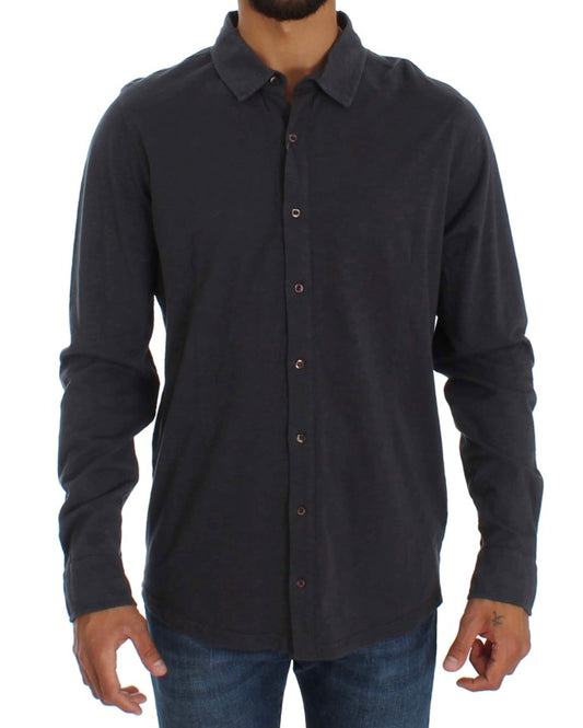  - Sleek Gray Casual Cotton Shirt