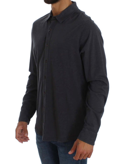  - Sleek Gray Casual Cotton Shirt