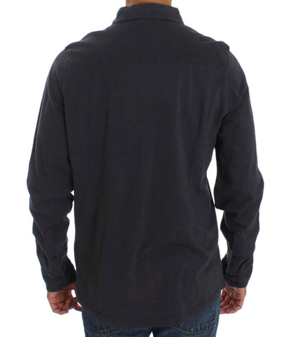  - Sleek Gray Casual Cotton Shirt