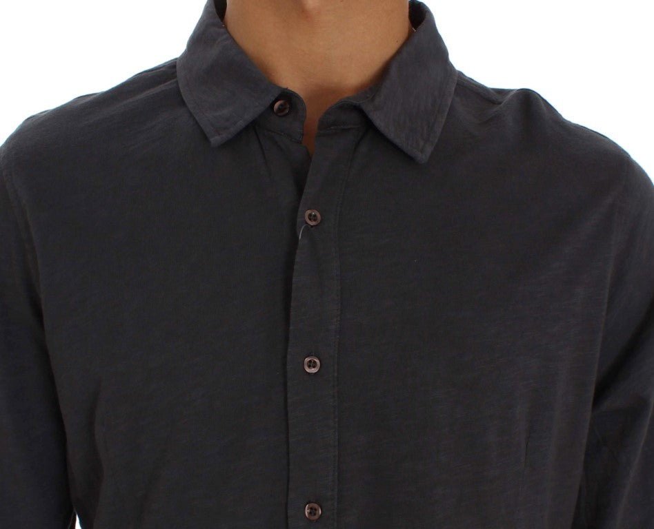  - Sleek Gray Casual Cotton Shirt