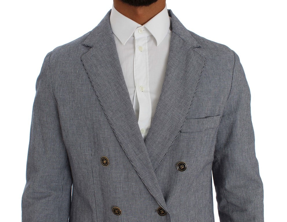  - Elegant Double-Breasted Blue Blazer