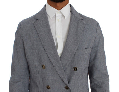  - Elegant Double-Breasted Blue Blazer