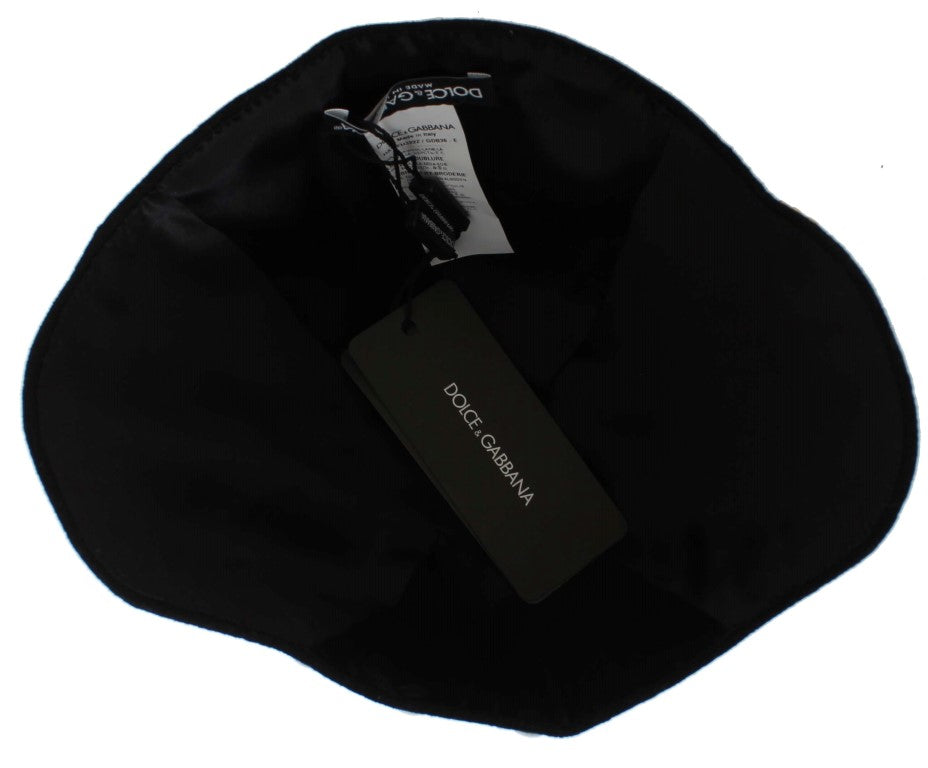  - Elegant Black Floral Wool Cloche Hat