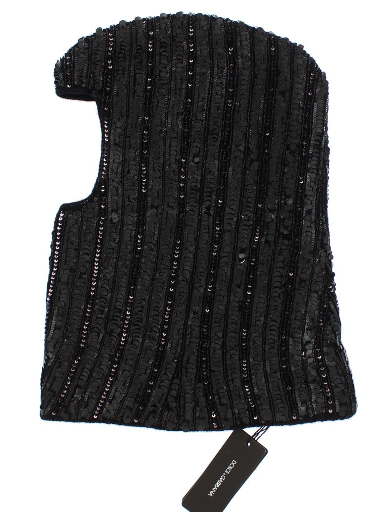 Black Sequined Hooded Snood Scarf Wrap