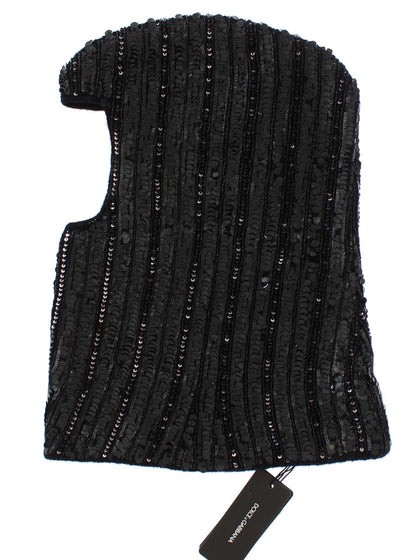  - Black Sequined Hooded Snood Scarf Wrap