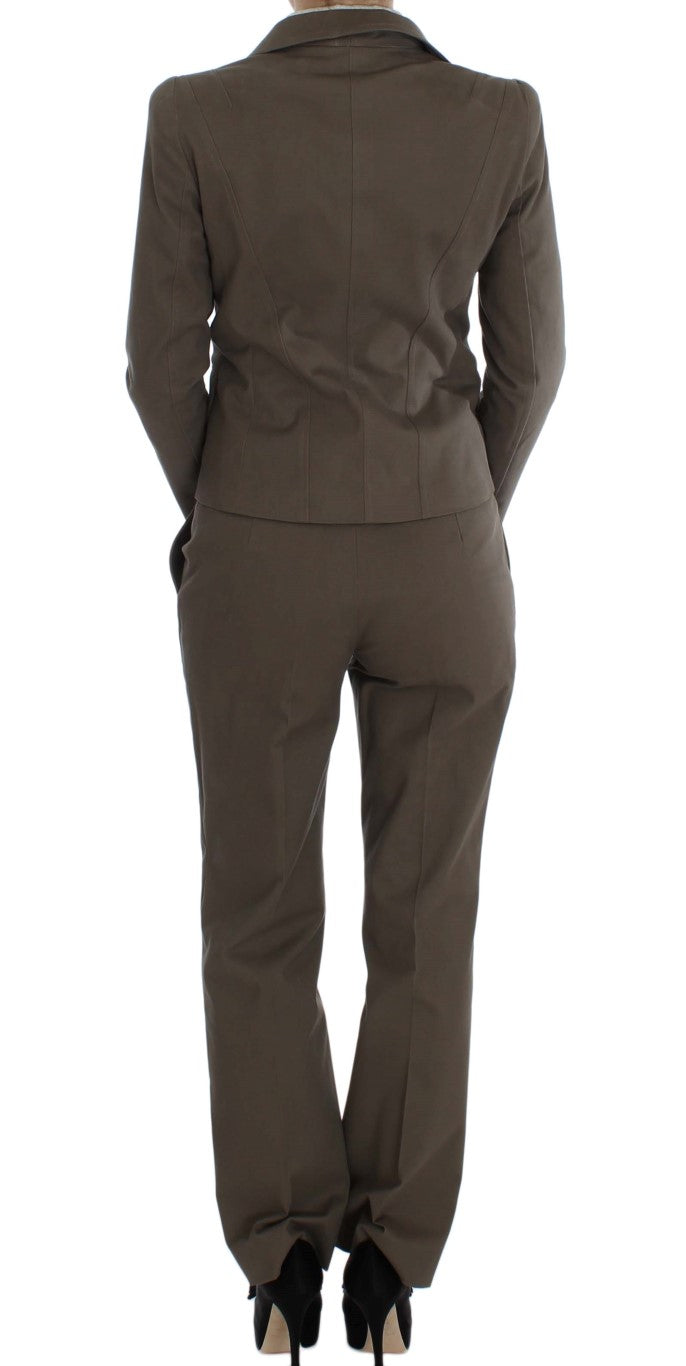  - Beige Wool-Cotton Suit Set Chic Elegance
