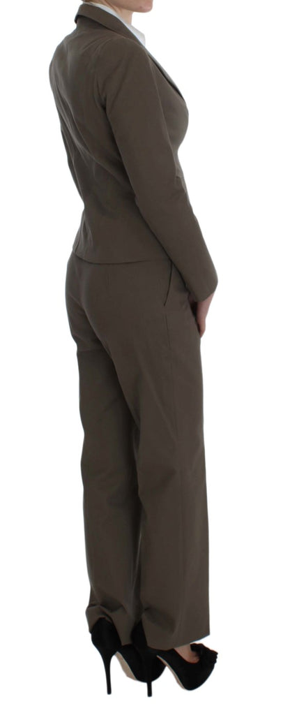  - Beige Wool-Cotton Suit Set Chic Elegance