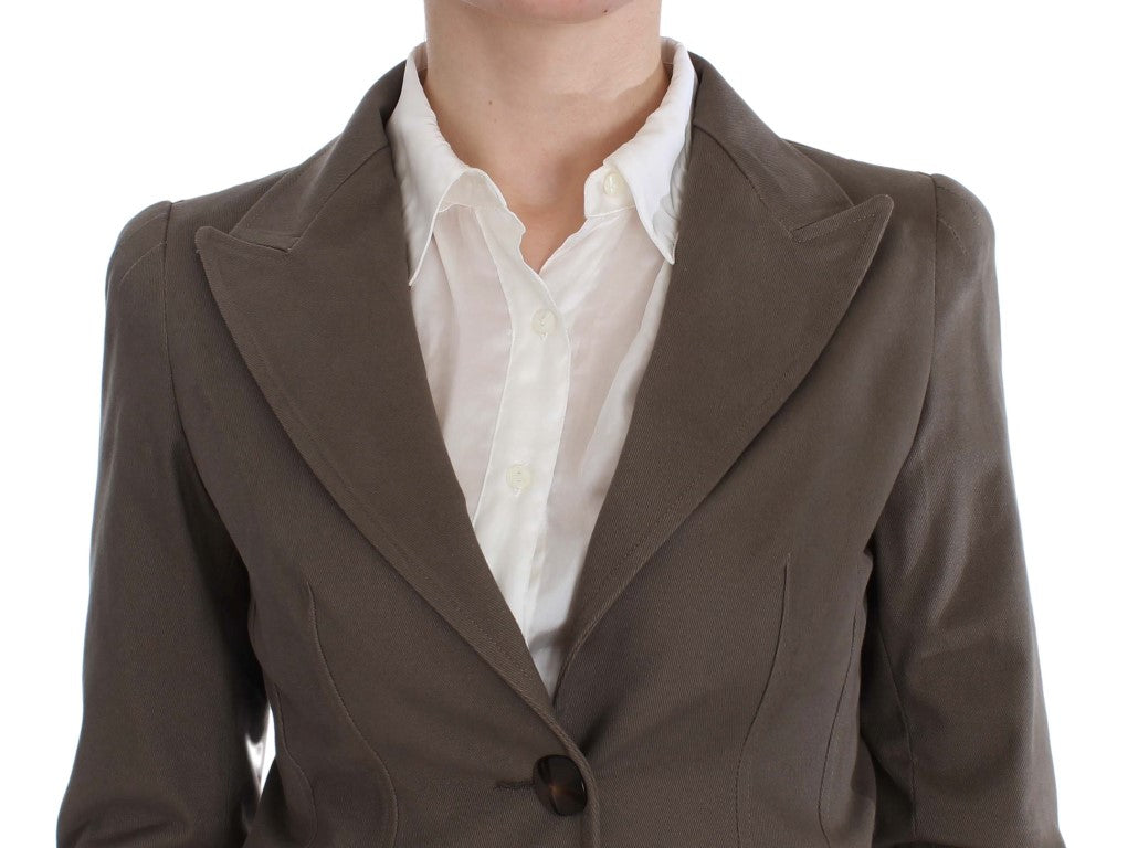  - Beige Wool-Cotton Suit Set Chic Elegance