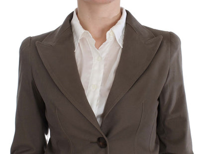  - Beige Wool-Cotton Suit Set Chic Elegance