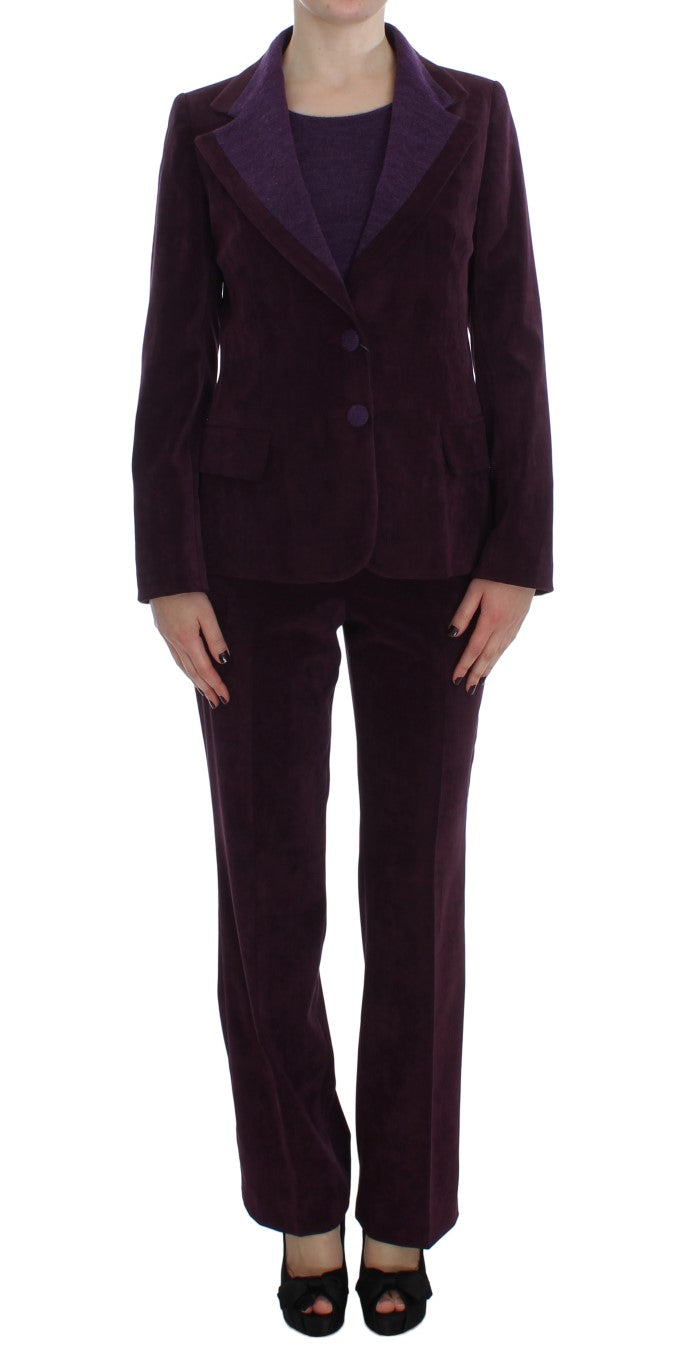  - Elegant Purple Wool Blend Three Piece Suit Set