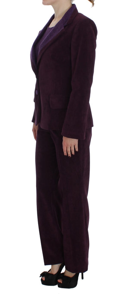  - Elegant Purple Wool Blend Three Piece Suit Set