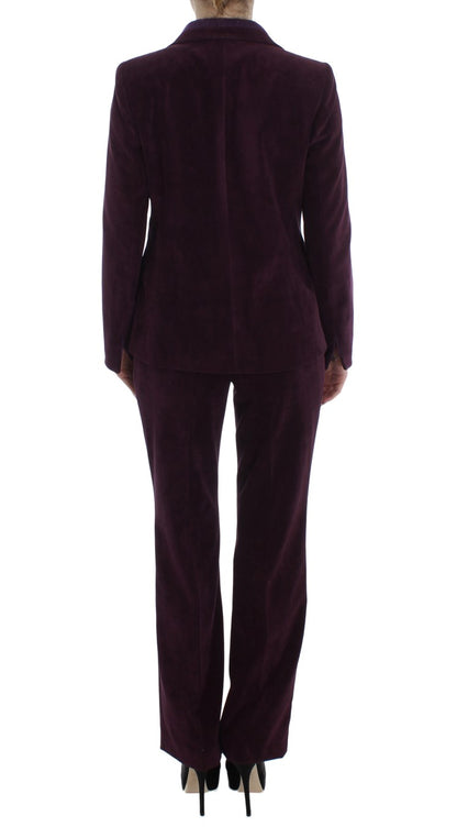  - Elegant Purple Wool Blend Three Piece Suit Set